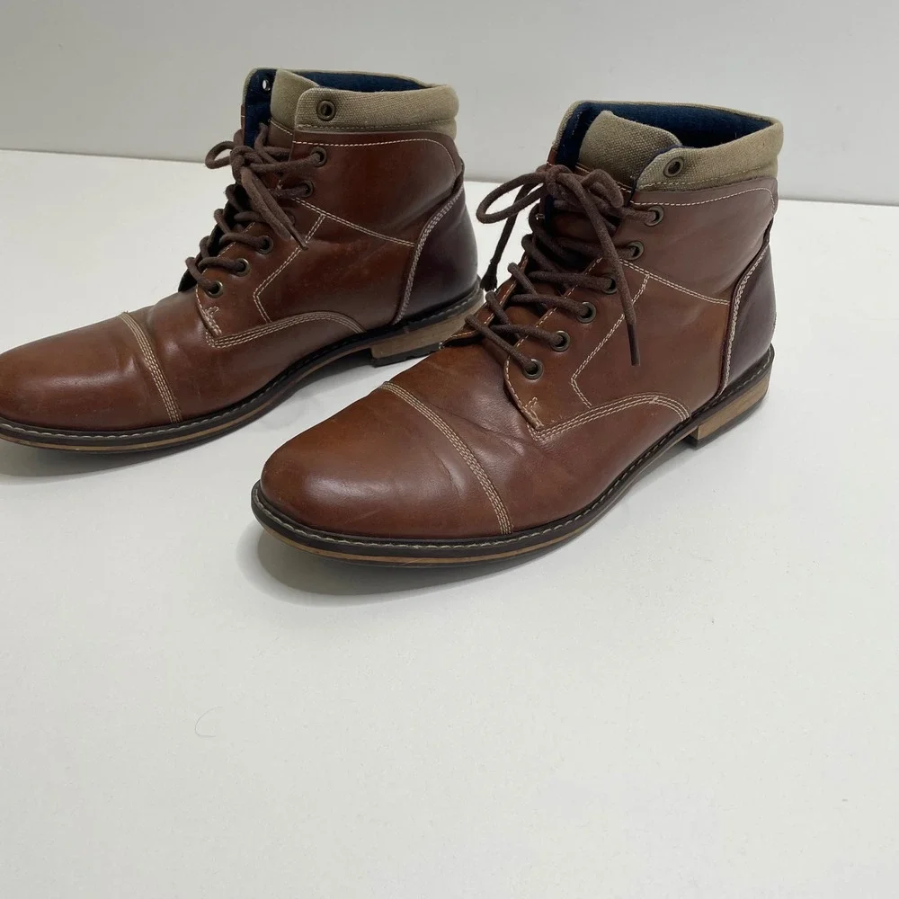 Mountain Creek Mens Brown Faux Leather Cap Toe Lace Up Combat Chukka Boots 9.5 M